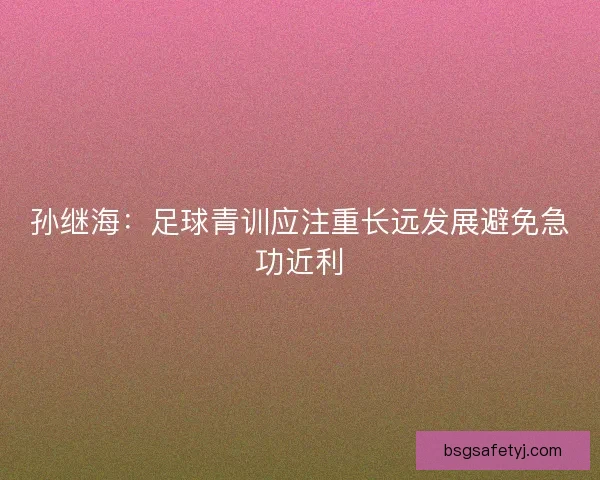 孙继海：足球青训应注重长远发展避免急功近利