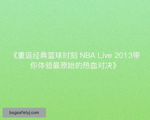 《重返经典篮球时刻 NBA Live 2013带你体验最原始的热血对决》
