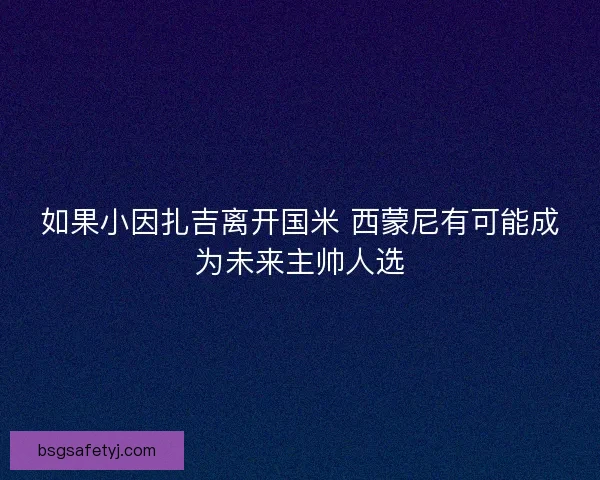 如果小因扎吉离开国米 西蒙尼有可能成为未来主帅人选 如果小因扎吉离开国米 西蒙尼有可能成为未来主帅人选