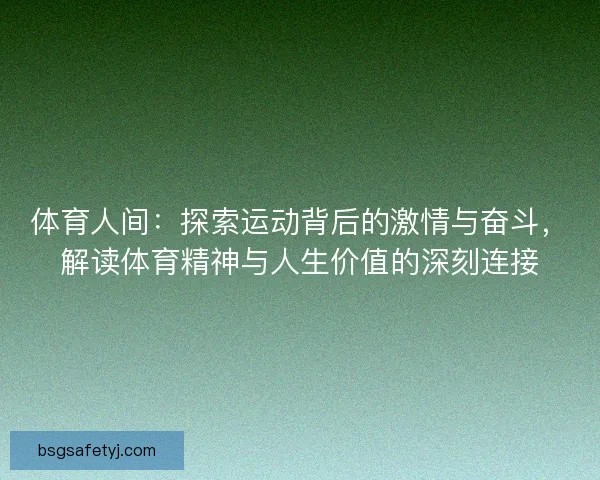 体育人间：探索运动背后的激情与奋斗，解读体育精神与人生价值的深刻连接